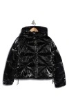 Sam Edelman Faux Shearling Lined Hood Crop Puffer Jacket In Black