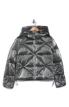 Sam Edelman Faux Shearling Lined Hood Crop Puffer Jacket In Gray
