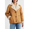 Sam Edelman Faux Suede & Faux Shearling Jacket In Brown