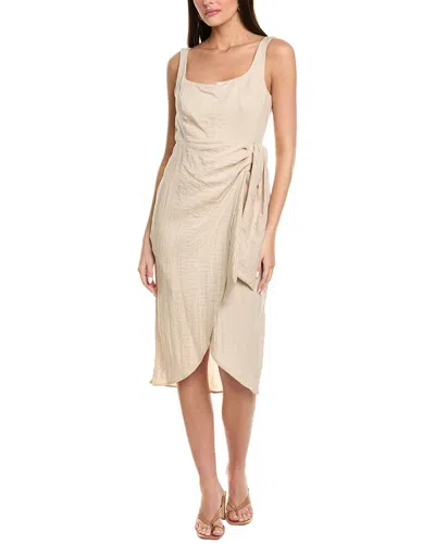 Sam Edelman Faux Wrap Midi Dress In Beige