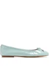 Sam Edelman Felicia Bow-embellished Patent-leather Ballet Flats In Blue