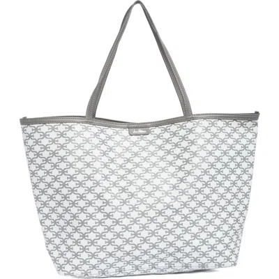 Sam Edelman Felicia Monogram Large Shopper Tote Bag In White/grey