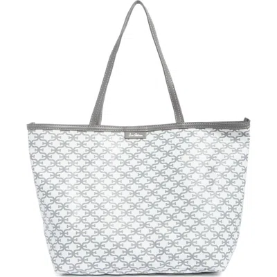 Sam Edelman Felicia Monogram Shopper Tote In White/grey