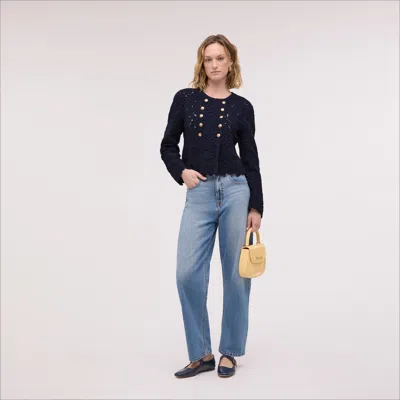Sam Edelman Fiona Double Breasted Blazer Navy In Blue