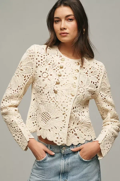 Sam Edelman Fiona Double-breasted Collarless Blazer Jacket In Beige