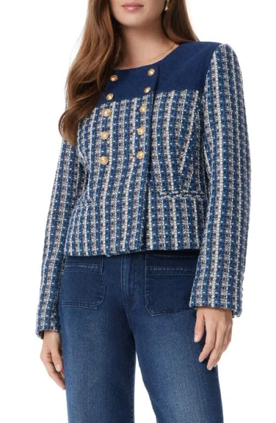 Sam Edelman Women's Fiona Double-breasted Collarless Blazer In Blue