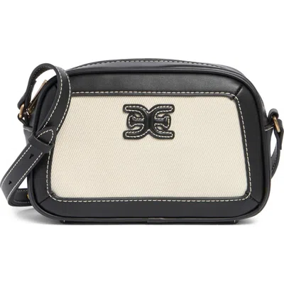 Sam Edelman Fitz Canvas Camera Bag In Cream/black