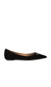 Sam Edelman Nori Pointed Toe Ballet Flat Black Leather In Black