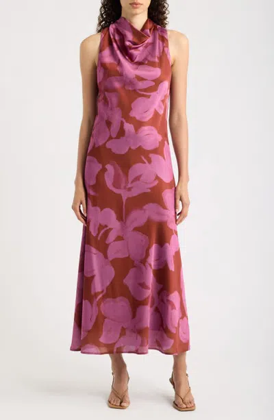 Sam Edelman Floral Cowl Neck Maxi Dress In Pink