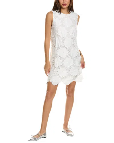 Sam Edelman Floral Crochet Shift Dress In White