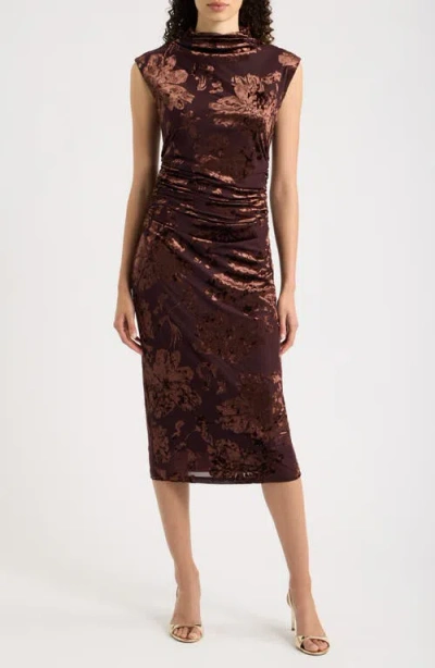 Sam Edelman Floral Devoré Sheath Dress In Brown