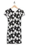 Sam Edelman Floral Embroidered Cap Sleeve Shift Dress In Black/white