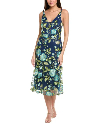SAM EDELMAN FLORAL EMBROIDERED MIDI DRESS