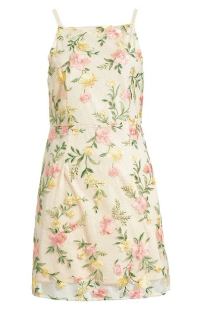 Sam Edelman Floral Embroidered Minidress In Pink/yellow