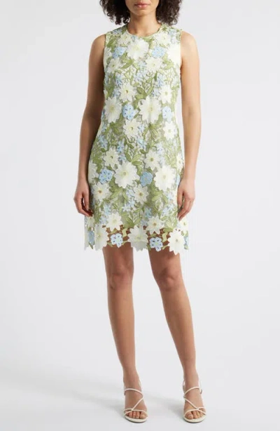 Sam Edelman Floral Embroidered Sleeveless Sheath Dress In White Multi