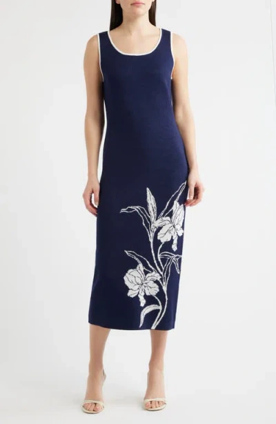 Sam Edelman Floral Knit Maxi Dress In Blue