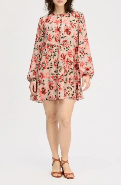 Sam Edelman Floral Long Sleeve Shift Minidress In Multi