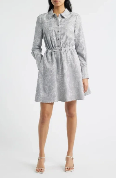 Sam Edelman Floral Long Sleeve Shirtdress In Gray