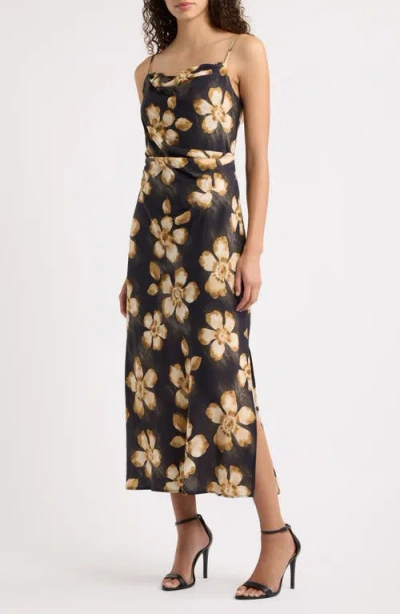 Sam Edelman Floral Print Slipdress In Black