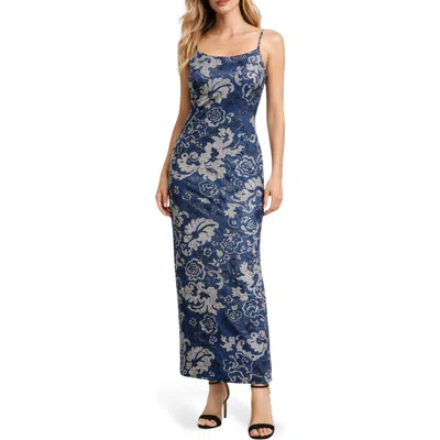 Sam Edelman Floral Scoop Neck Maxi Dress In Navy