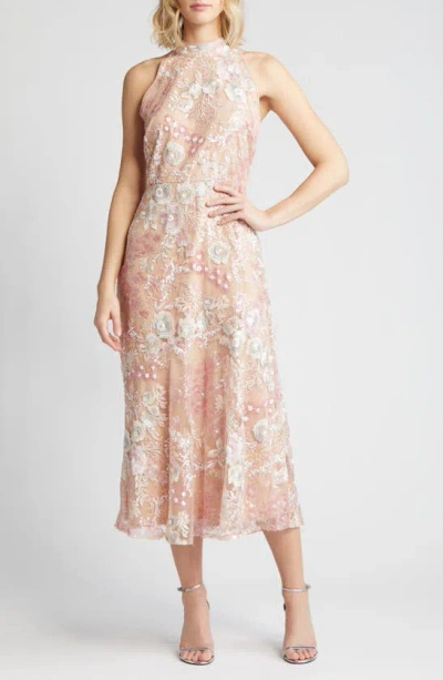 Sam Edelman Floral Sequin Dress In Blush Multi