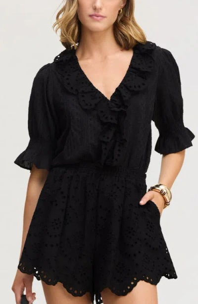 Sam Edelman Flounce Ruffle Cotton Top In Black