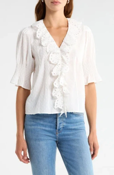 Sam Edelman Flounce Ruffle Cotton Top In White