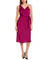 SAM EDELMAN SAM EDELMAN FLUID SATIN RHINESTONE SHOULDER MIDI DRESS