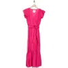 Sam Edelman Flutter Cap Sleeve Maxi Dress In Pretty Pink