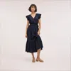 Sam Edelman Flutter Sleeve Maxi Dress Navy In Blue