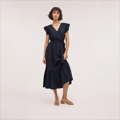 Sam Edelman Flutter Sleeve Maxi Dress Navy In Blue