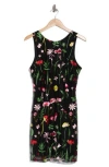 Sam Edelman Embroidered Sleeveless Sheath Dress In Black Multi