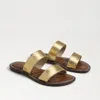 Sam Edelman Gala Double Strap Slide Sandal Gold Faux Leather In Gold