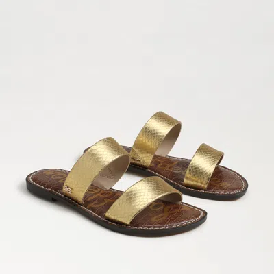 SAM EDELMAN SAM EDELMAN GALA DOUBLE STRAP SLIDE SANDAL GOLD FAUX LEATHER
