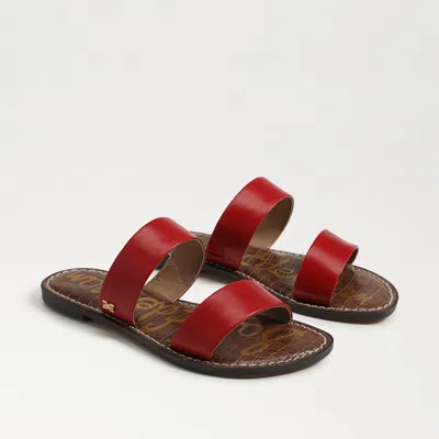 SAM EDELMAN SAM EDELMAN GALA DOUBLE STRAP SLIDE SANDAL SUMMER RED LEATHER