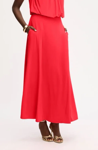 Sam Edelman Gathered A-line Midi Skirt In Red