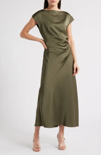 Sam Edelman Gathered Satin Dress In Green