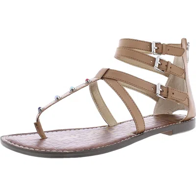 Sam Edelman Genevive Womens Leather Studded Strappy Sandals In Brown