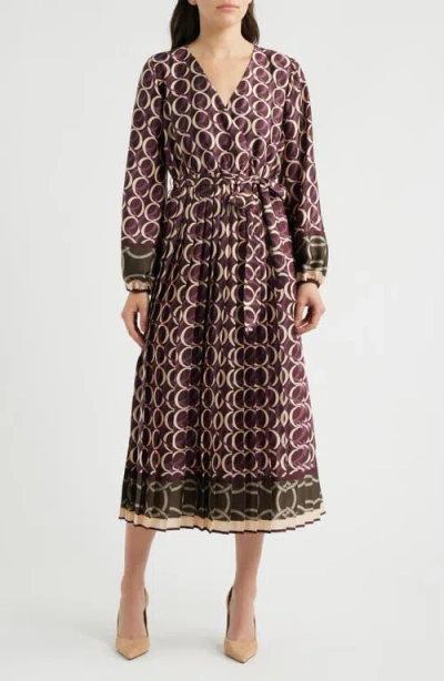 Sam Edelman Geo Print Long Sleeve Dress In Brown