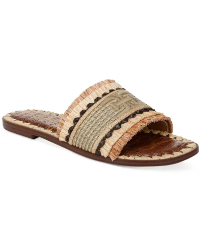 Sam Edelman Georgia Raffia Slide Sandals In Olive