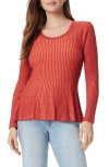 Sam Edelman Gia Crewneck Peplum Knit Top In Red