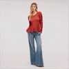 Sam Edelman Gia Crewneck Peplum Knit Top In Red