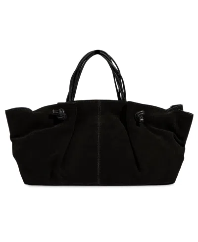 Sam Edelman Gigi Drawstring Medium Leather Tote Handbag In Black