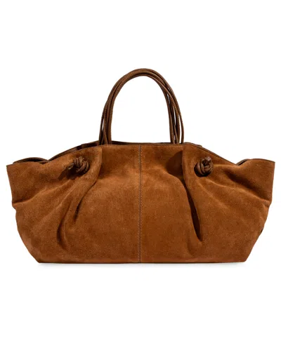 Sam Edelman Gigi Drawstring Medium Leather Tote Handbag In Brown