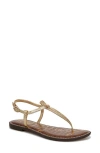 Sam Edelman Gigi Womens Embossed Metallic Thong Sandals In Amber Gold New