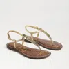 Sam Edelman Gigi Womens Embossed Metallic Thong Sandals In Gold