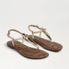 Sam Edelman Gigi Thong Sandal Amber Gold Metallic Faux Leather In Metallic