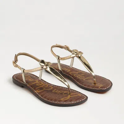 Sam Edelman Gigi Thong Sandal Amber Gold Metallic Faux Leather