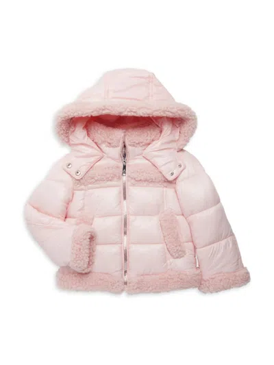 Sam Edelman Babies' Girl's Faux Shearling Puffer Jacket In Blush