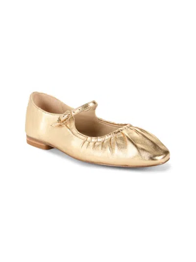 Sam Edelman Kids' Girl's Maeve Metallic Leather Ballet Flats In Gold